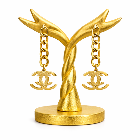 Élan Chain Emblem Drop Earrings