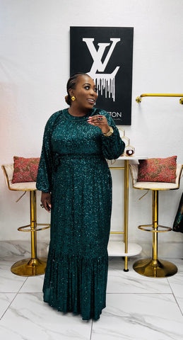 Emerelle Sequin Maxi Dress - Dark Green 3xlarge By Styletittudeapparelusa Emerelle Sequin Maxi Dress - Dark Green 3xlarge By Styletittudeapparelusa