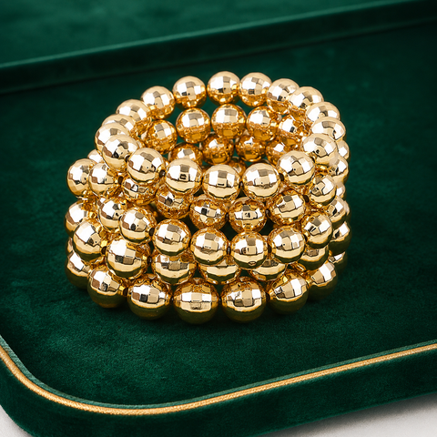 LUXÉRIA Diamond-Cut Ball Stretchy Bracelet Stack