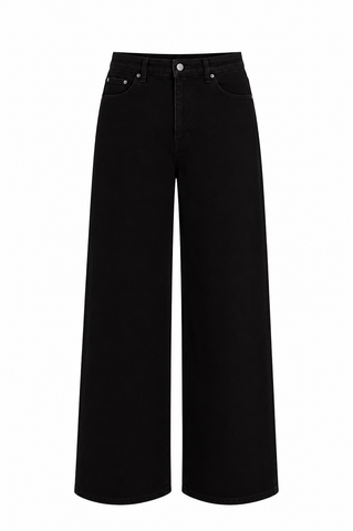 MIDNIGHT BLACK WIDE LEG JEANS