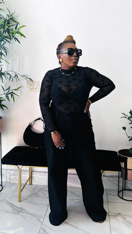 Velvet Bow Illusion Mesh Top