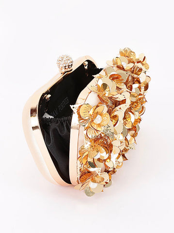 CIARA FLORAL APPLIQUÉS SATIN CLUTCH PURSE