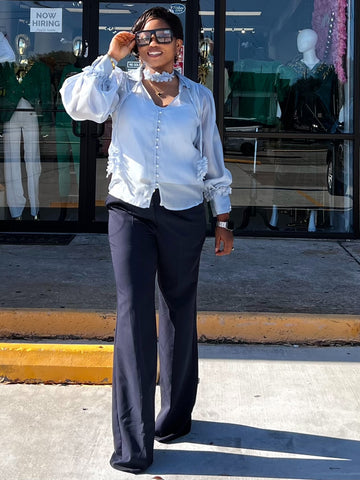 ELOWÈN FLORAL DESIGN SATIN BLOUSE