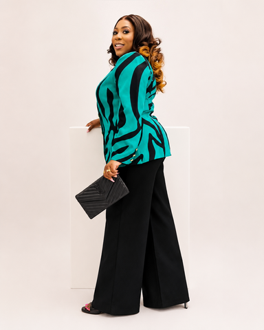Verona Gold Button Abstract Blazer