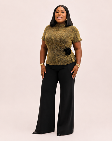 Marbella Metallic Rosette Top - Gold