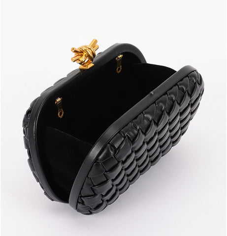 Aurex Knot Luxe Woven Clutch (Black)