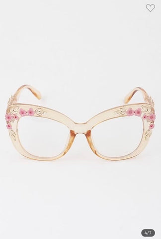 HAVANA FLORAL CLEAR SUNGLASSES