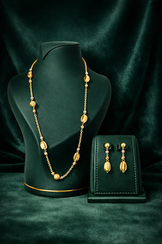 TAYLOR LONG NECKLACE & EARRING SET ( Gold )