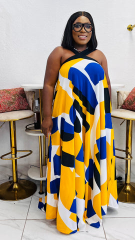 The Solstice Abstract Halter Maxi Dress