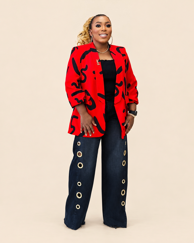 Vivid Strokes Abstract Oversized Blazer