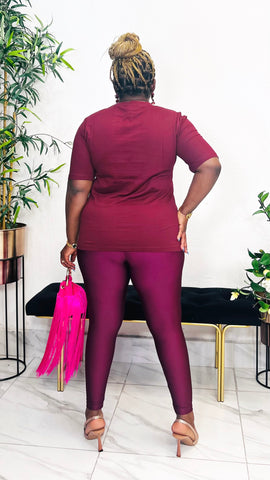 Wine Solid Control Sculpting High-Waist Leggings