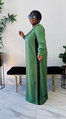 DAPHNE EXCLUSIVE BELTED MAXI DRESS (Light Olive Green )