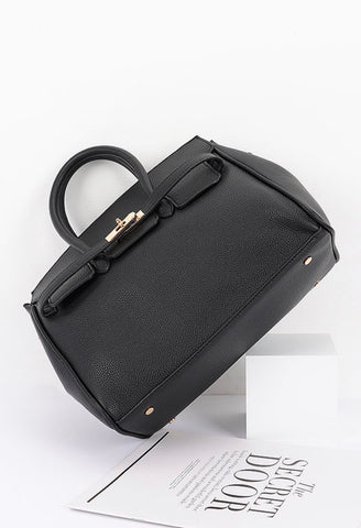 AMILA LUXE TOP HANDLE SATCHEL BAG (Black)