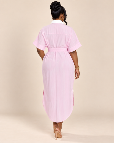 Rosavelle Pinstripe Belted Shirt Dress