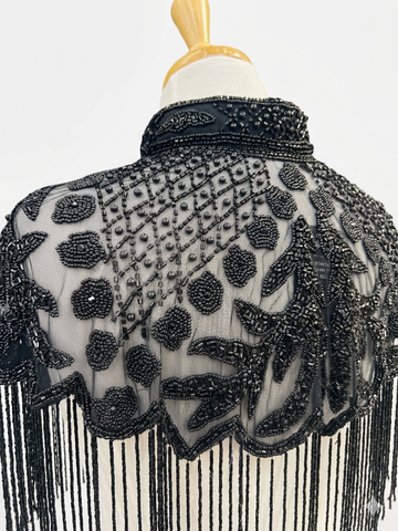 OPULENCE VINTAGE BEADED TASSEL CAPE TOP - Gold