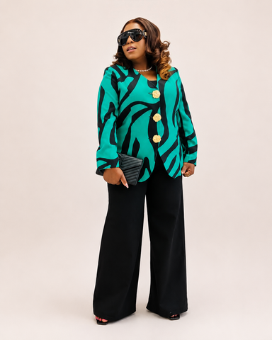 Verona Gold Button Abstract Blazer