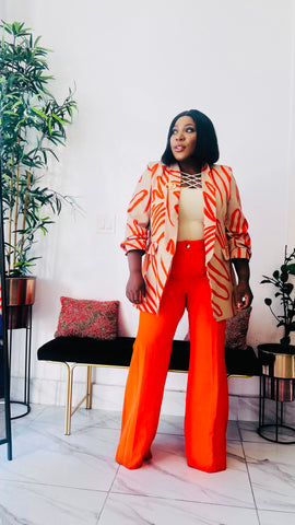 VIVID STROKES ABSTRACT BLAZER (Orange)