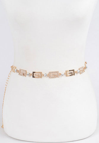 DIADEM Rhinestone Metal Chain Belt