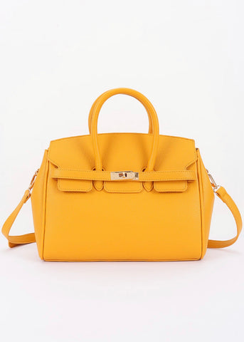 AMILA LUXE TOP HANDLE SATCHEL BAG (Mustard Yellow)