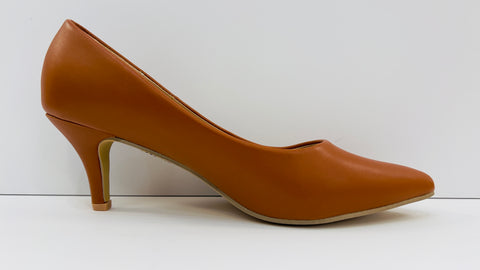 CHERRY POINTED TOE LOW HEELS (Leather Tan)