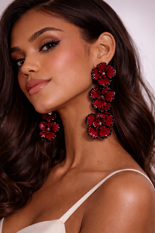 Noire Petal Statement Drop Earrings