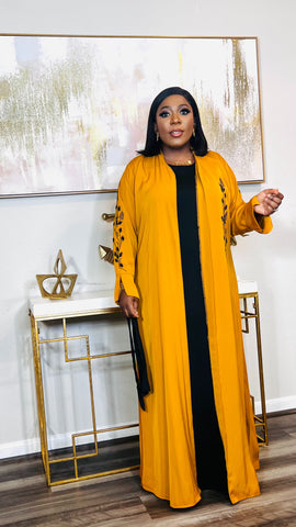 NEEMAH 3 PIECE RHINESTONE KIMONO KAFTAN SET