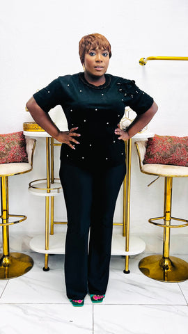 Trulia Mesh Crichet Rhinestone Top