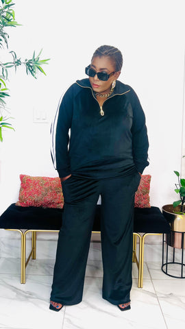 TESSY VELOUR SIDE DETAIL SET (Black)