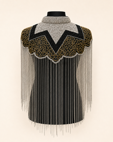 OPULENCE VINTAGE BEADED TASSEL CAPE TOP