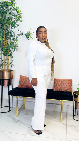 ACAICA EMBELLISHED RHINESTONE 2PC SET (White)