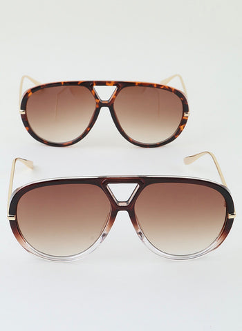 Triara Luxe Aviator Oversized Gradient Shield Sunglasses