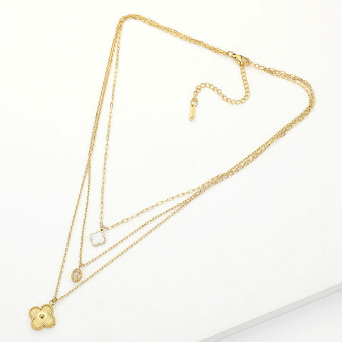 Midas Gold Stainless Steel Clove Pendant Layered Necklace (Non Tarnish)