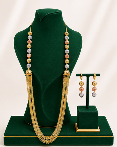 The TRINITY Luxe Tassel Jewelry Set - 3 tone