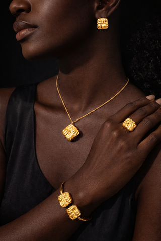 Eliora Square 18k Gold Plated 5 Piece Jewelry Set