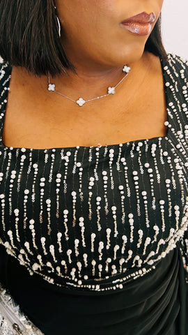 BLACK OPERA PEARL BEADED OCCASION/ EVENING DRESS (black)