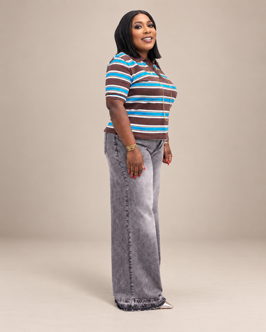 Marlowe Stripe Knit Polo Top