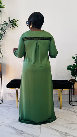 DAPHNE EXCLUSIVE BELTED MAXI DRESS (Light Olive Green )