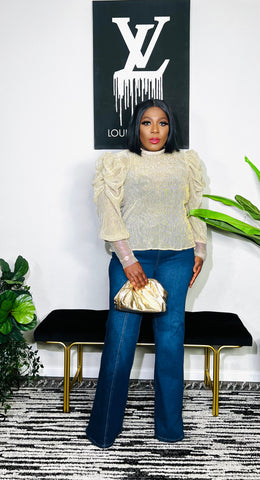 EUDORA PUFF SLEEVE TOP (GOLD)