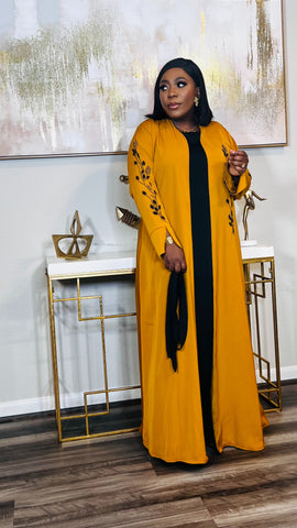 NEEMAH 3 PIECE RHINESTONE KIMONO KAFTAN SET