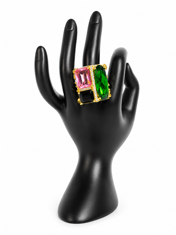 SOLARA Mosaic Cocktail Statement Ring