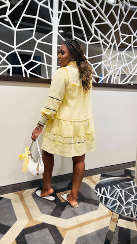 ECLAIRS LINEN LACE BABY DOLL DRESS (Yellow)
