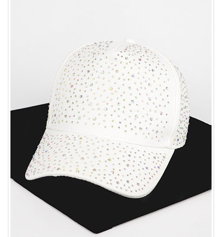 Halle Crystal Luxe Baseball Cap - white