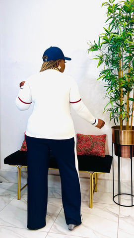 MAISON LUXE KNIT PANT SET (Ivory-Navy-Wine)