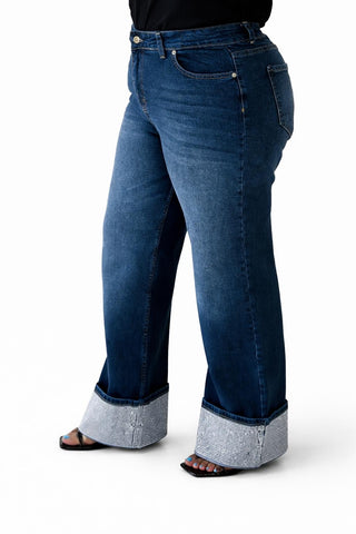 After-Party Crystal Cuff Denim Jeans