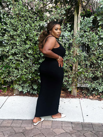 ANNIE RIBBED MAXI TANK DRESS (Black)