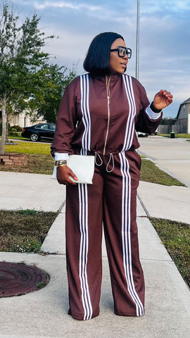 The ZARIA Stripe Luxe Set (Brown)