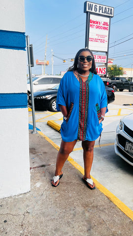 BELLA V-NECK OVERSIZED TRIBAL PRINT 2 PIECE SHORTS SET