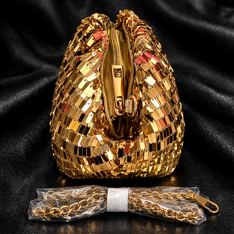 Luminara Gold Sequin Clutch Bag