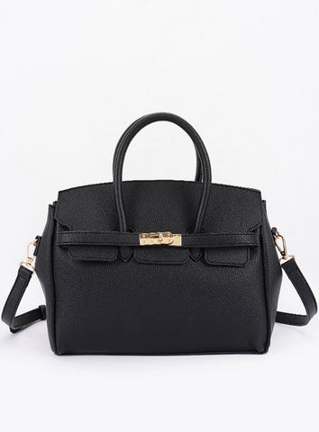 AMILA LUXE TOP HANDLE SATCHEL BAG (Black)