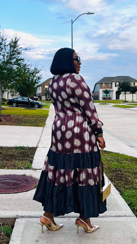 The Duchess Noir Luxe Polkadot Dress